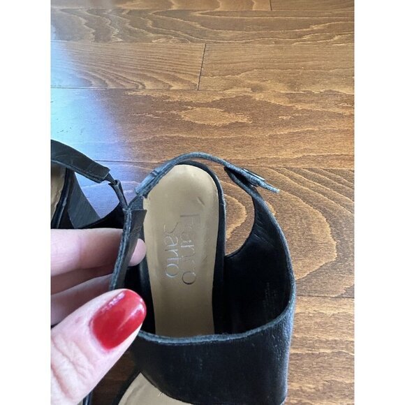 Franco Sarto Womens Black Open Toe Heeled Leather Sandals Size 6 M - Picture 3 of 8